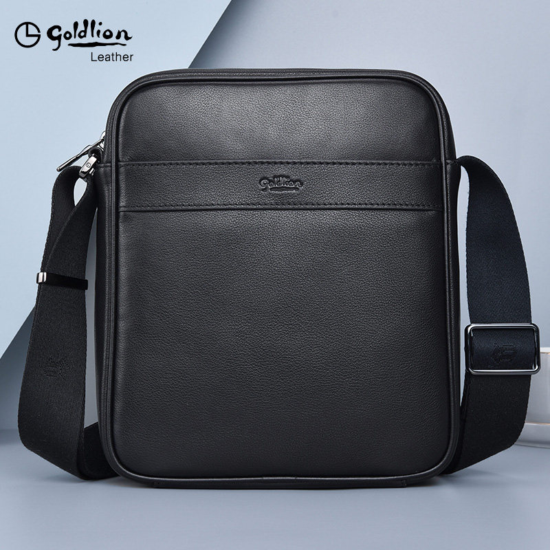 金利来男士单肩包真皮斜挎包男包牛皮商务背包包奢侈品牌2023新款