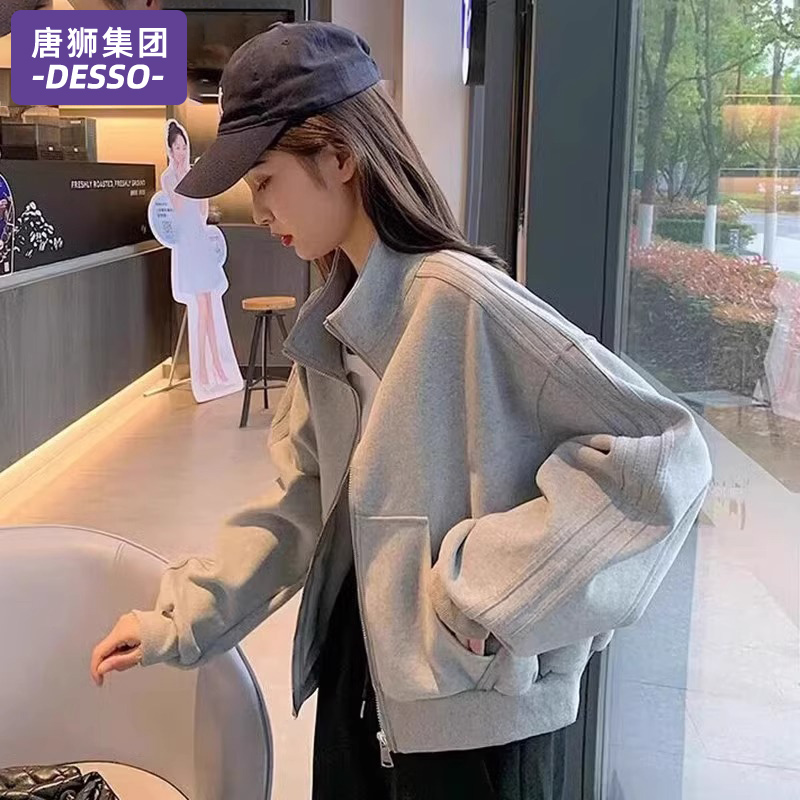 唐狮集团DESSO外套女春秋季2025新款短款宽松棒球服夹克开衫上衣