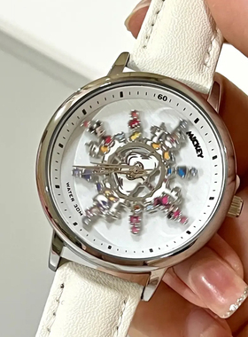 迪士尼联名手表米奇女款旋转木马学生初高中生日礼物女生闺蜜腕表