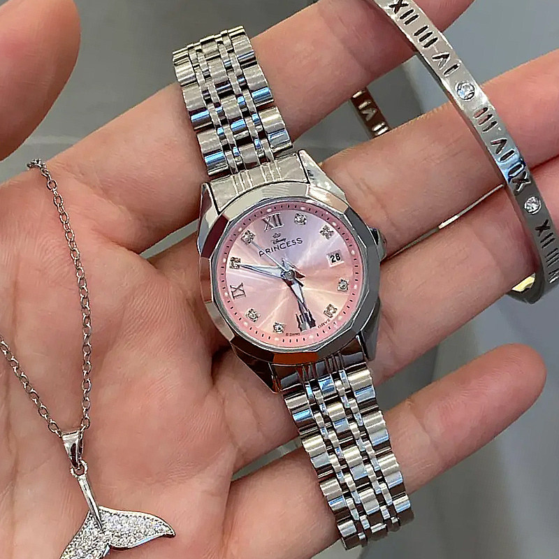 迪士尼公主系列正品轻奢大牌气质日常通勤学生腕表礼盒钢带女表