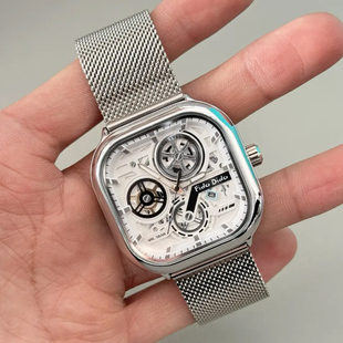 FIDO DIDO手表男钢带方形机械风镂空腕表七喜潮流学生表FD2366