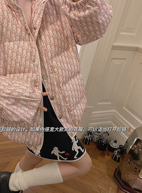 Vimas ■ 现货本期推荐！vtg Di*r中古粉色老花 90%白鹅绒羽绒服