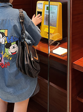 Vimas ■现货 古着~中古款 背后印花 复古美式风牛仔衬衫