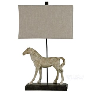 现 饰台灯卧室客厅 纽约下城公园进口德比郡灰白毛冠军小马装