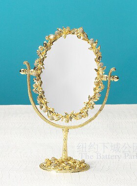 现 纽约下城公园进口olivia Rigel金冠花环手工切割水晶化妆镜