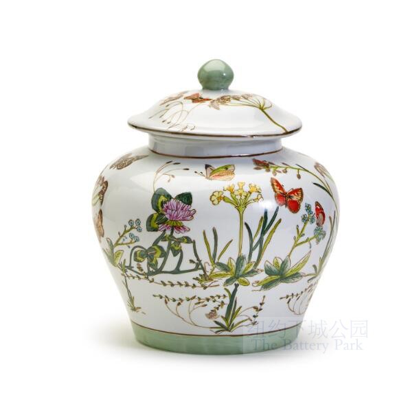 蝶舞莺飞三月天陶瓷开片纹姜汁罐