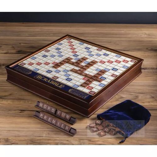 纽约下城公园进口Scrabble奢华版拼盘字谜桌游实木单词学习
