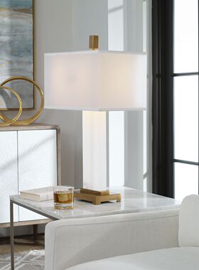 纽约下城公园进口uttermost拉斐尔圣洁雪花石柱剔透台灯高73