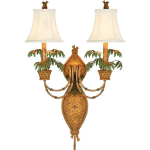 美仓现 纽约下城公园进口热带南洋季候风棕榈编织大型壁灯壁饰