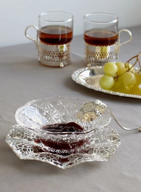 现 纽约下城公园进口安妮公主蕾丝浪花花边镀银派对小碗碟带勺