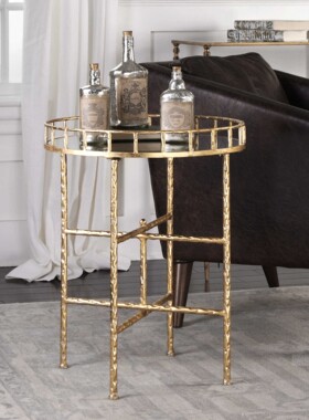 纽约下城公园进口uttermost美式缇利仿小树枝金色镜面托盘置物架