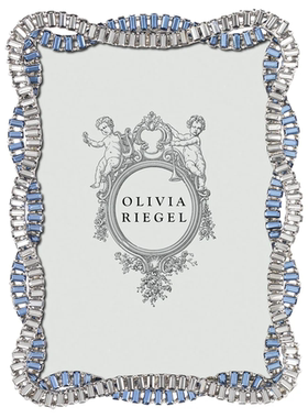 现 纽约下城公园进口代购olivia riegel悉尼水雾蓝水晶绸带相框