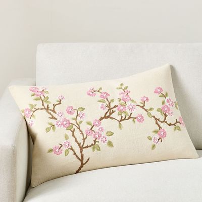 现 纽约下城公园进口三月仙台樱花季刺绣东方风装饰靠垫靠枕套