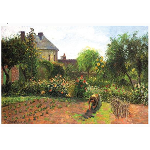现纽约下城公园进口高质无框装饰画芯印象派皮萨罗在埃拉尼的花园
