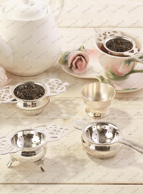 现 纽约下城公园进口勃朗特闲适下午茶铜质镀银古典欧式茶滤礼物