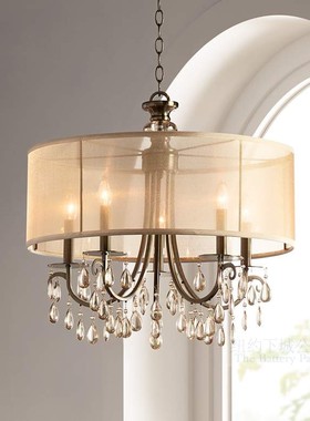 纽约下城公园进口crys汉普顿朦胧月色水晶纱笼吊灯餐厅客厅