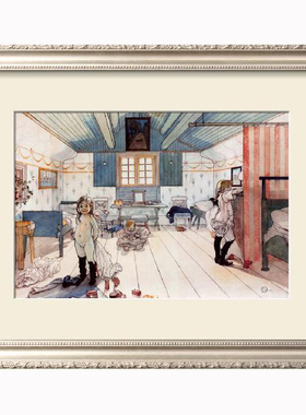 现 纽约下城公园 进口装饰画画芯 Carl Larsson 妈妈的房间38x53