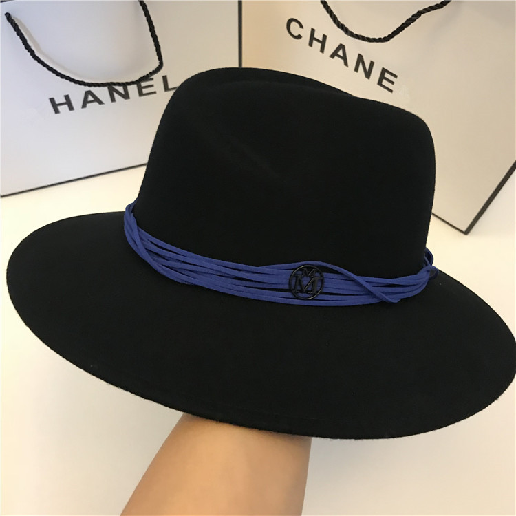 日本冬季新款黑色洋气毛毡帽子