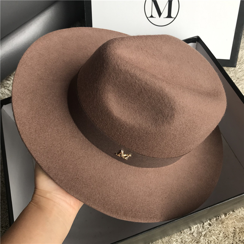 外贸原单新款咖色逛街凹造型帽子