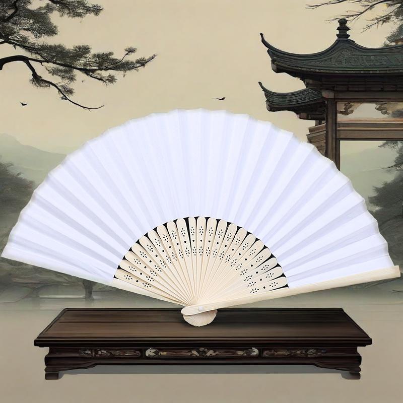 7寸空白折扇儿童绘画涂色纸扇白色彩色扇子幼儿园创意DIY手工