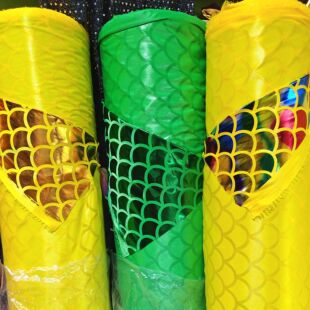 龙鱼鳞烫金布美人鱼舞台服装面料七彩布舞龙布料婚庆装饰面料灯笼