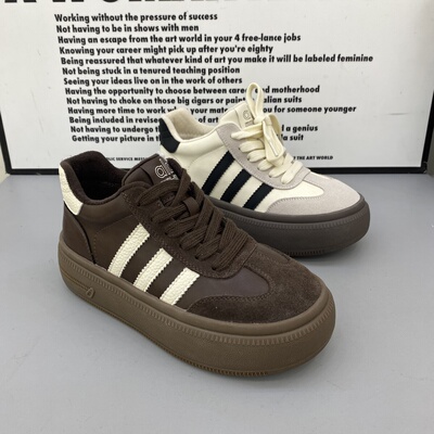 2025冬季女鞋防滑厚底加棉高帮休闲鞋真皮大棉德训鞋女棉鞋潮鞋