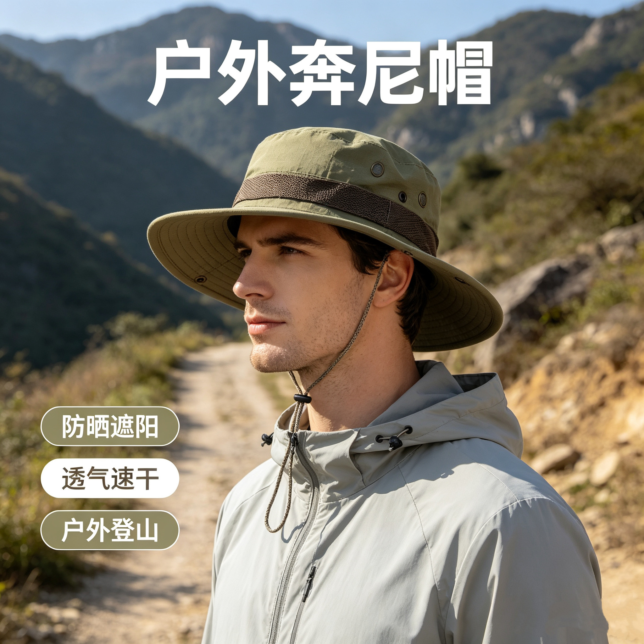 户外防晒奔尼男女休闲帽旅游团队