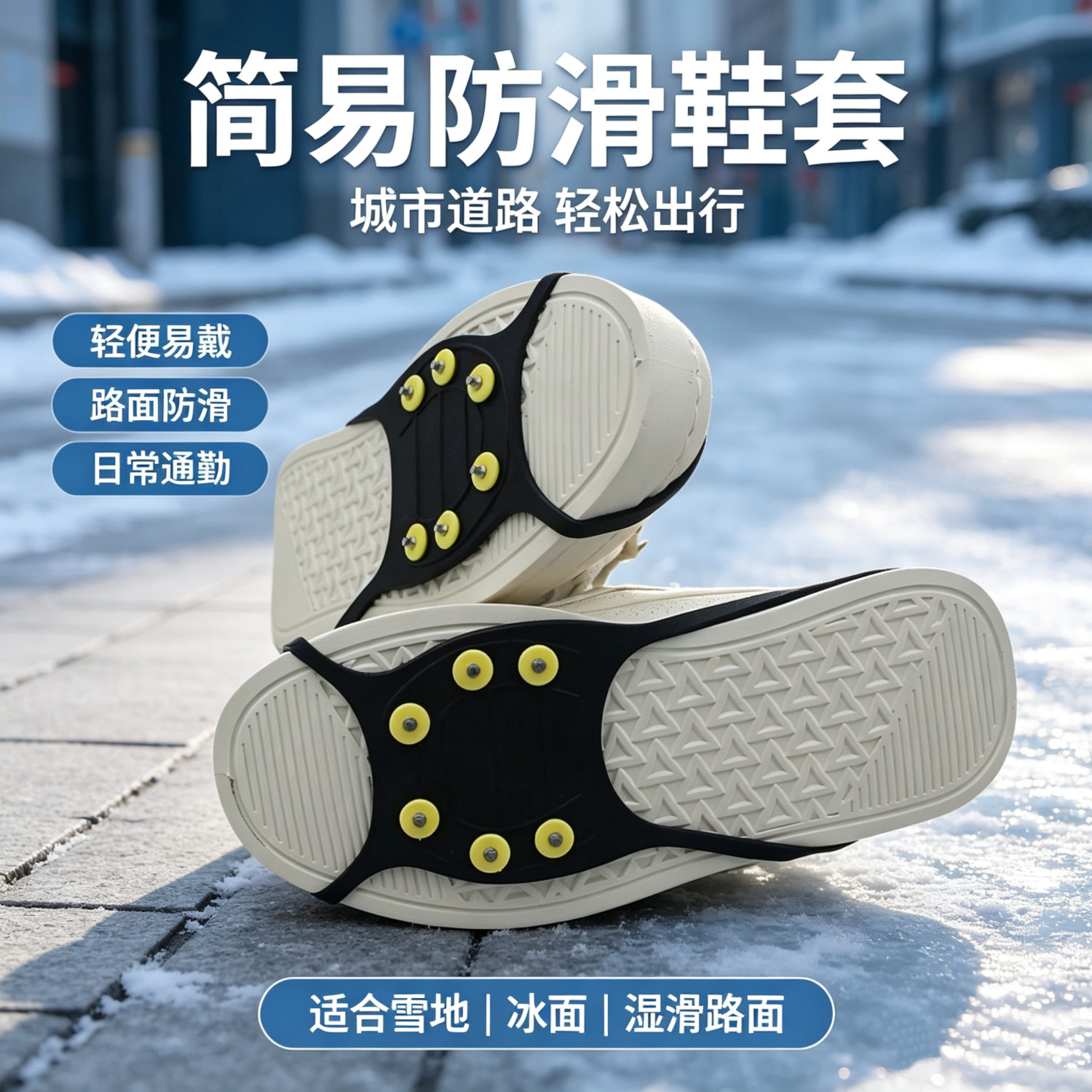 新冬季户外防滑冰鞋套冰爪成人老人防滑鞋钉雪乡6齿东北道路防滑