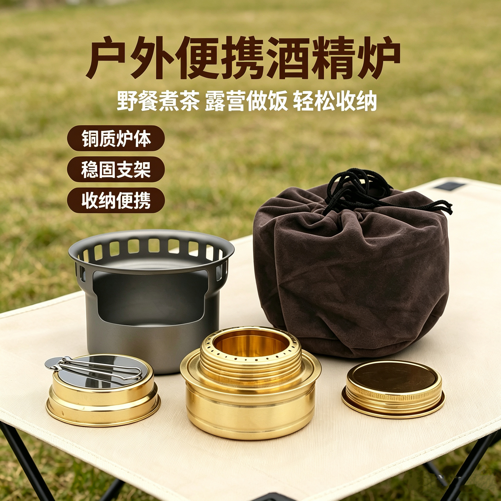 户外家用煮茶炉野炊防风酒精炉图片