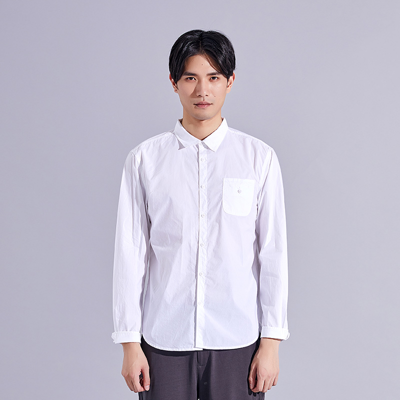 【商场同步款】SENSU/森所衬衫男 夏纯棉长袖潮流翻领白SC183184