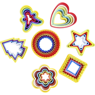 水流星陶艺塑料印花立体模具五角星花朵爱心烘焙模具泥塑压花模型