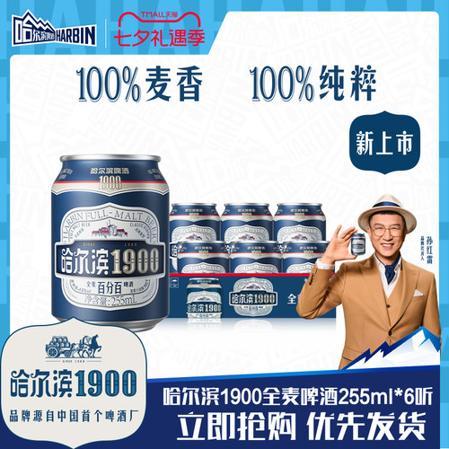 哈尔滨1900全麦啤酒255ml×6听