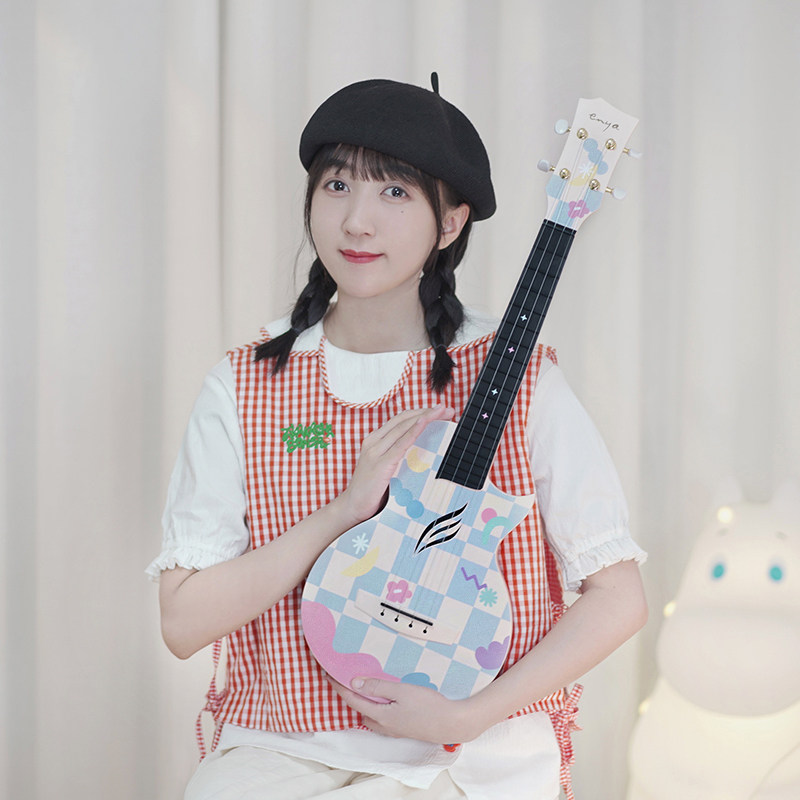 白熊恩雅Nova芝芝蓝莓棋盘格碳纤维尤克里里儿童初学者男女入门23