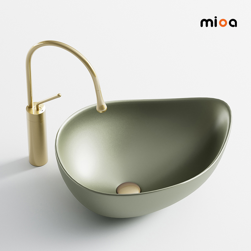 mioa陶瓷台上盆高级感橄榄绿单盆