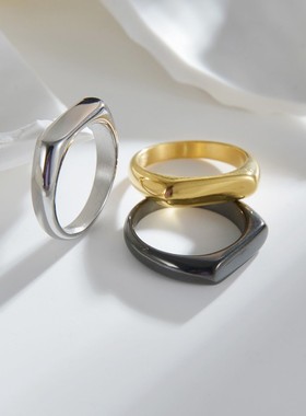 钛钢戒指男女同款冷淡风简约4MM宽铸造素戒指环饰品潮流百搭