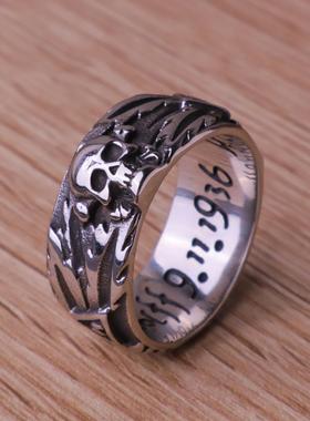 欧美复古做旧骷髅头戒指男