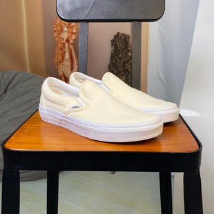 35/36/37码清货VANS SLIPON一脚蹬低帮米白帆布板鞋VN000EYEWHT