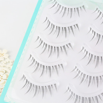 菠萝妹假睫毛自然女浓密整条透明梗xiao恶魔5对仙子交叉漫画眼妆