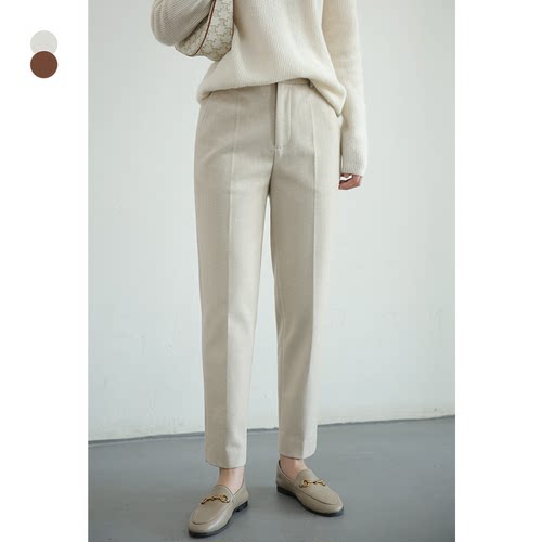 蝶之河加绒加厚烟管裤西装裤