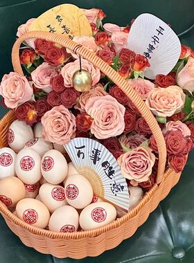花艺库送闺蜜月子鸡蛋鲜花篮