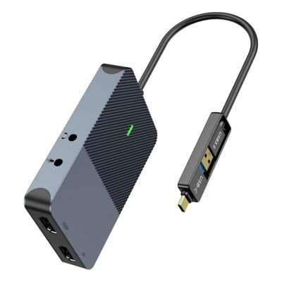 高清HDMI电脑转双双屏4K1080PUSB3.0转换displaylink拓展投屏坞