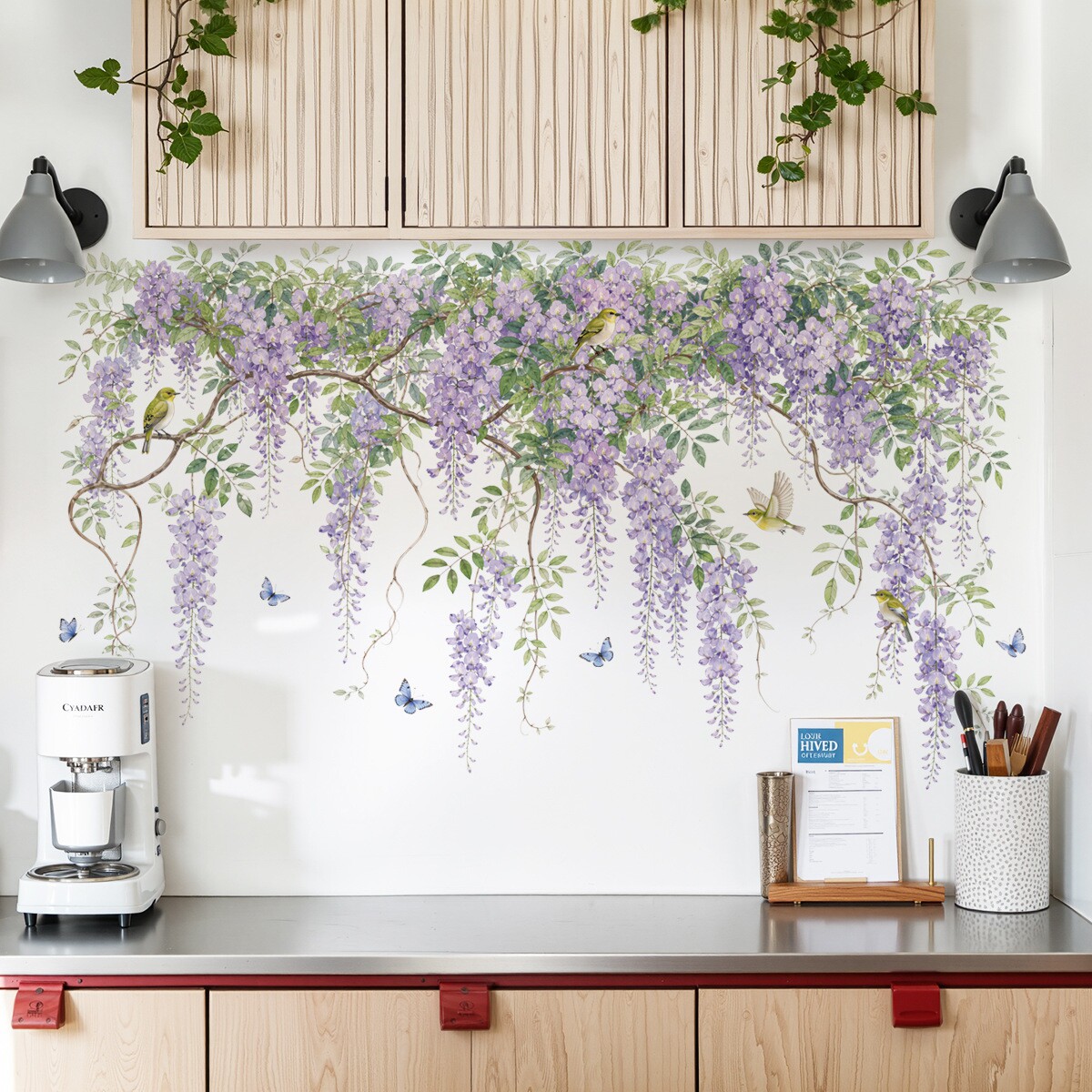 植物花卉藤蔓背景墙装饰贴画客厅清新绿植可移除壁画贴纸卧室