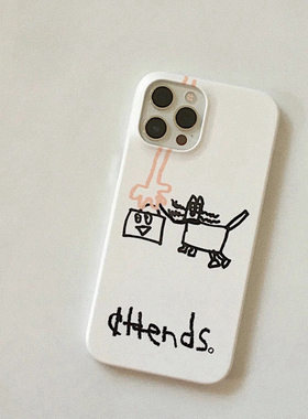 韩国小众attends插画师狗iPhone16适用苹果15手机壳X设计师手机壳