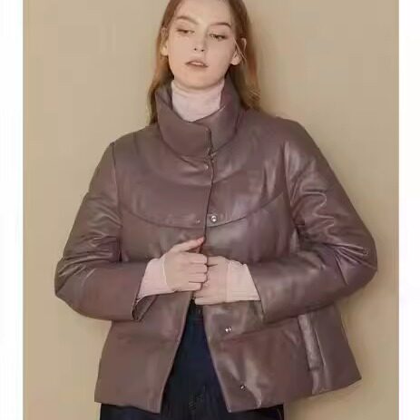 真皮女式羽绒服绵羊皮韩版2024冬季皮衣短款大衣冬季年春皮衣中年