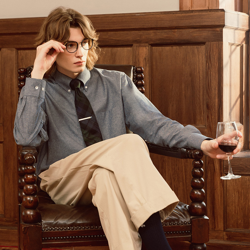 KUFFYLINK尖领长袖纽扣领衬衫