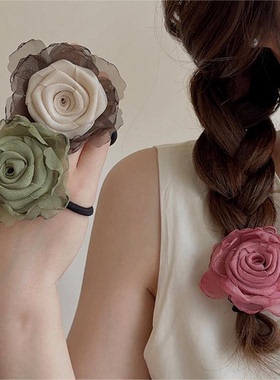 【盛夏的浪漫】干枯玫瑰花朵头绳高级感头花皮筋女扎头发圈头发饰