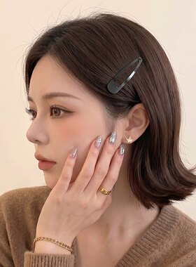 黑色碎发夹女前额侧边刘海发卡后脑勺整理神器固定一字bb夹子头饰