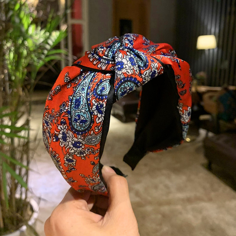 韩版甜美布艺发饰品宽边腰果碎花发箍韩国气质打结头箍发卡发夹女