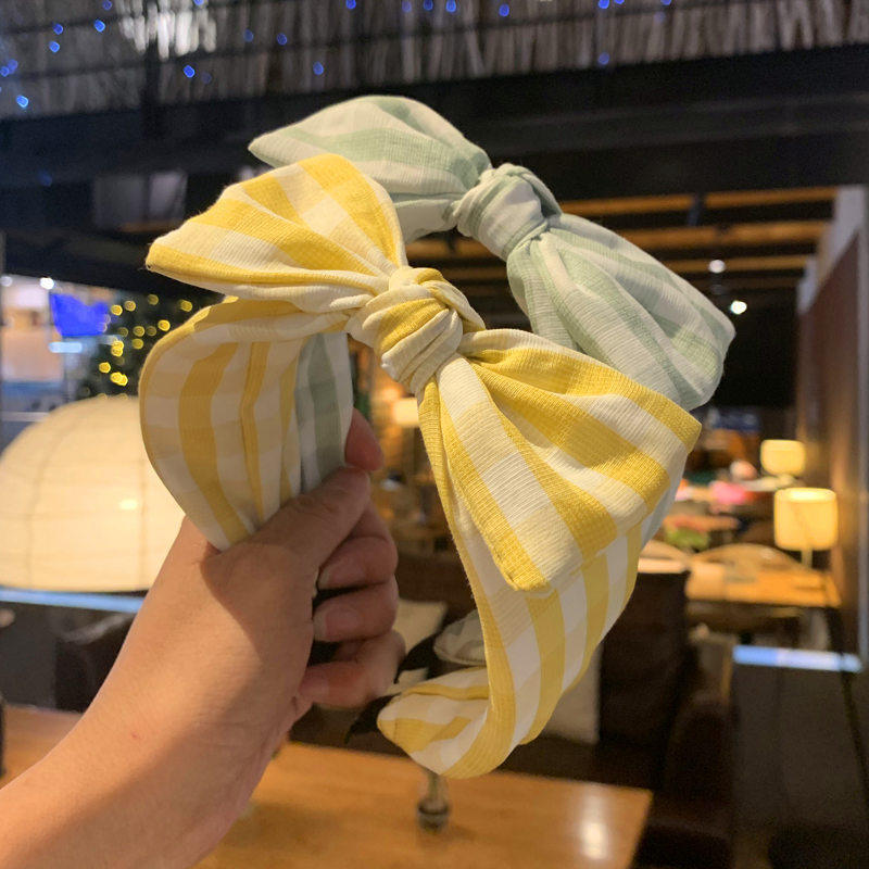 韩版新款蕾丝蝴蝶结发箍兔耳朵发卡头箍甜美女生百搭宽边防滑头饰