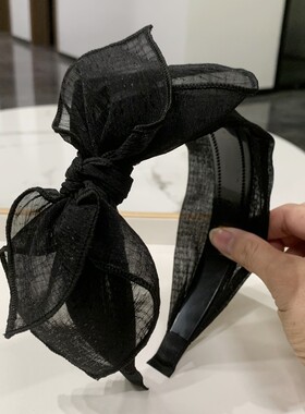 韩版蝴蝶结发箍带齿防滑压发简约宽边头饰蕾丝网纱头箍女百搭发卡